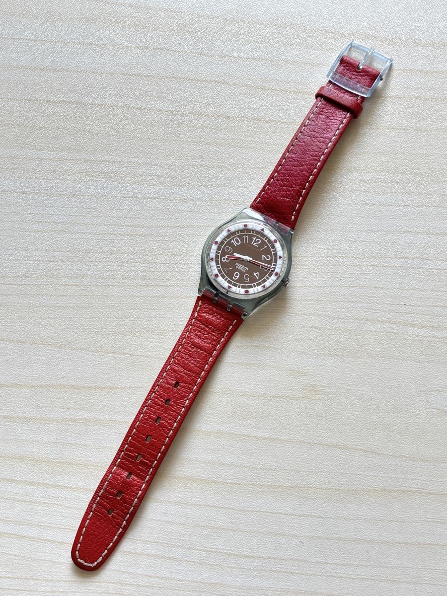Swatch Orologi: Swatch Solar Uhr rotes Lederarmband  – Usato da Grenchen venduto da chththl 1