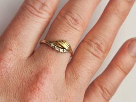 Goldring 18k/750er Bicolor GG & WG mit 4 Diamanten Grösse 55