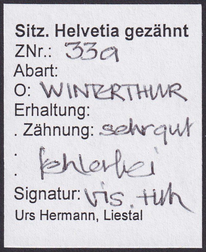 Tutti i francobolli: Nr. 41 gestempelt WINTERTHUR, mit Kleinbefund – Usato da Ebikon venduto da SilvioFreund 2