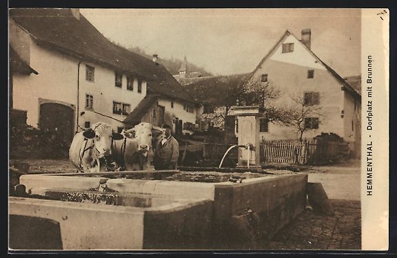 Ansichtskarten: AK Hemmenthal, Dorfplatz mit Brunnen – Gebraucht aus Berlin von bartko-reher