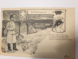 Alte Ansichtskarte Soldatengruss mit Schweizer Kreuz R60