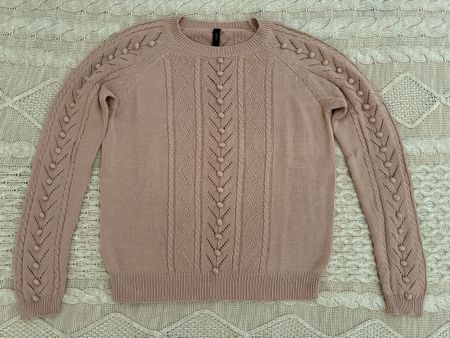 Damen Pullover rosa Zopfmuster Grösse S Vinted