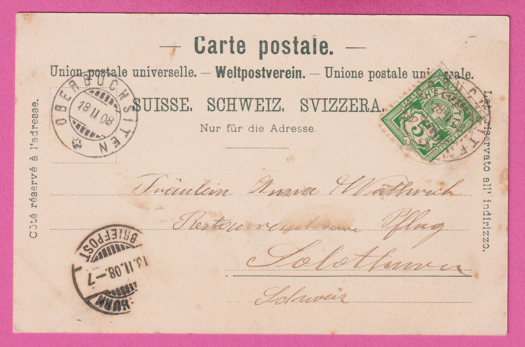 Cartoline postali: Gruss aus Olten gel 1908 – Usato da Einsiedeln venduto da dillie 1