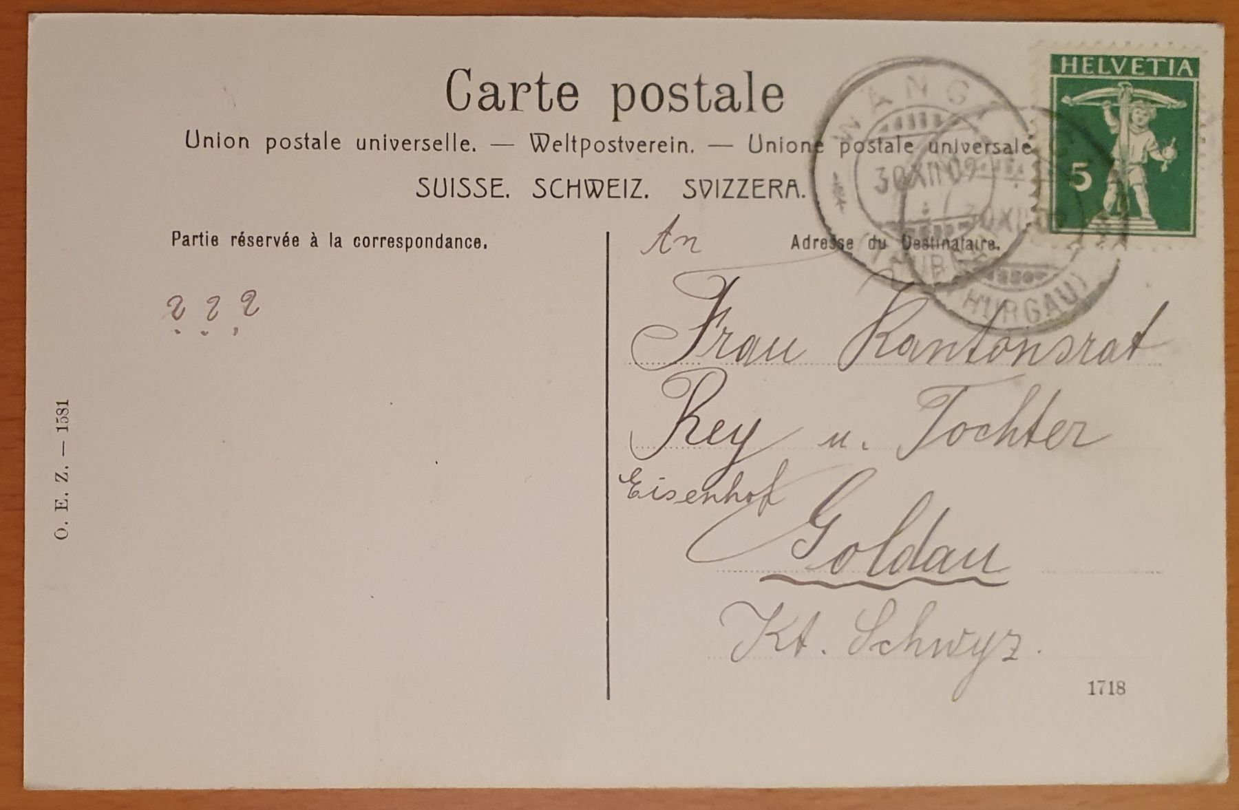Cartoline postali: Wängi - Station, Restaurant Schäfli 1909 – Usato da Kreuzlingen venduto da Rschweiz1 1