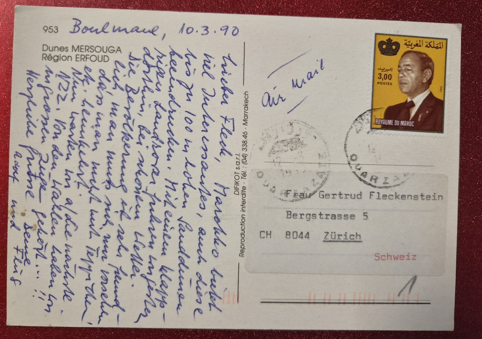 Cartes postales: Dunes Mersouga Erfoud Maroc / Marokko 1990 – D'occasion à Melchnau par Arthurius 1
