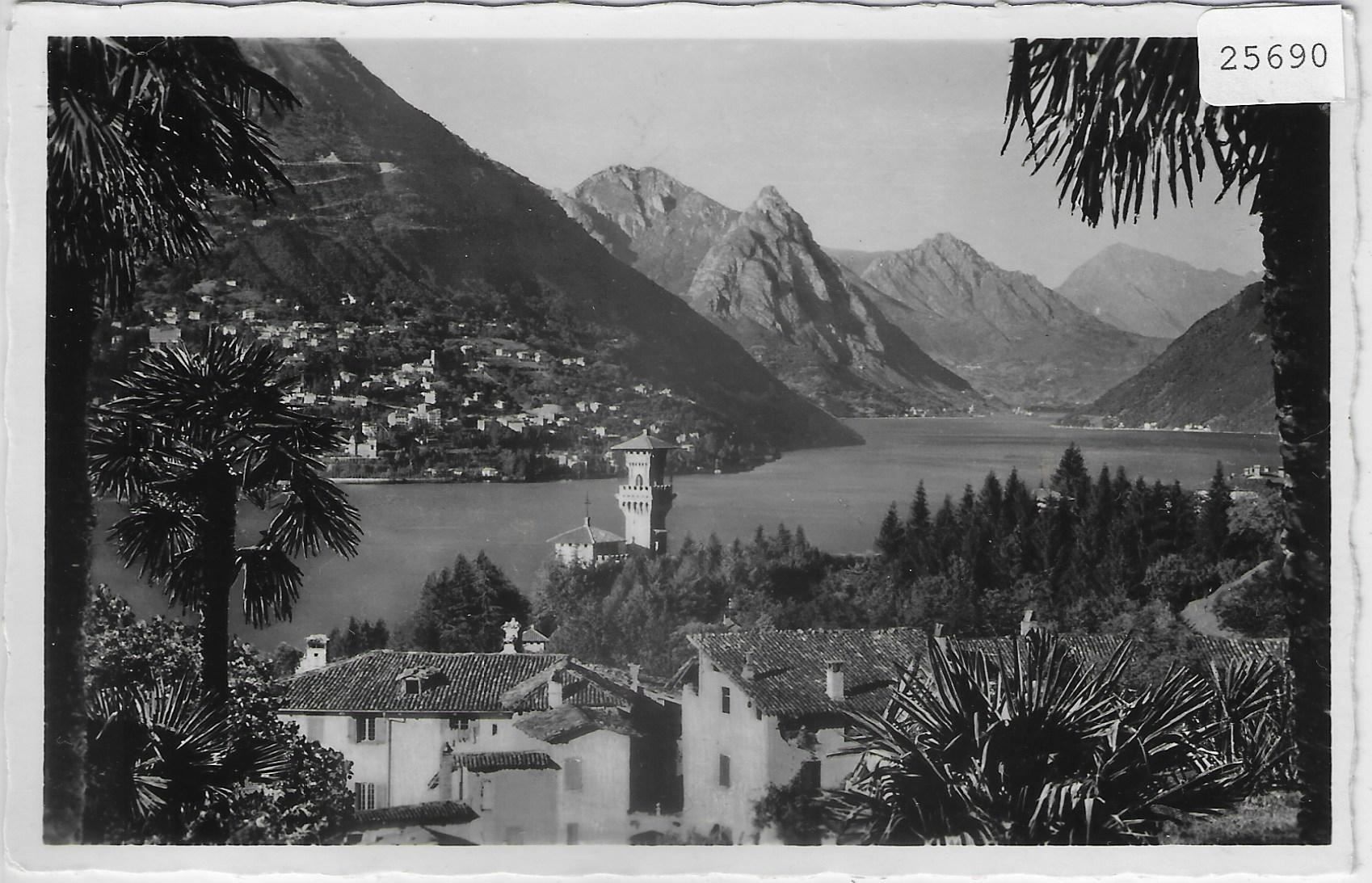 Cartoline postali: Lugano-Paradiso e sfondo di Porlezza – Antico da Ettingen venduto da Kartenplanet