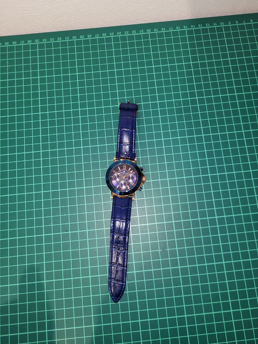 Uhren: Salvatore Marra Chronograph Watch, Blue Leather Strap. – Gebraucht aus Meyrin von Retro-GZ