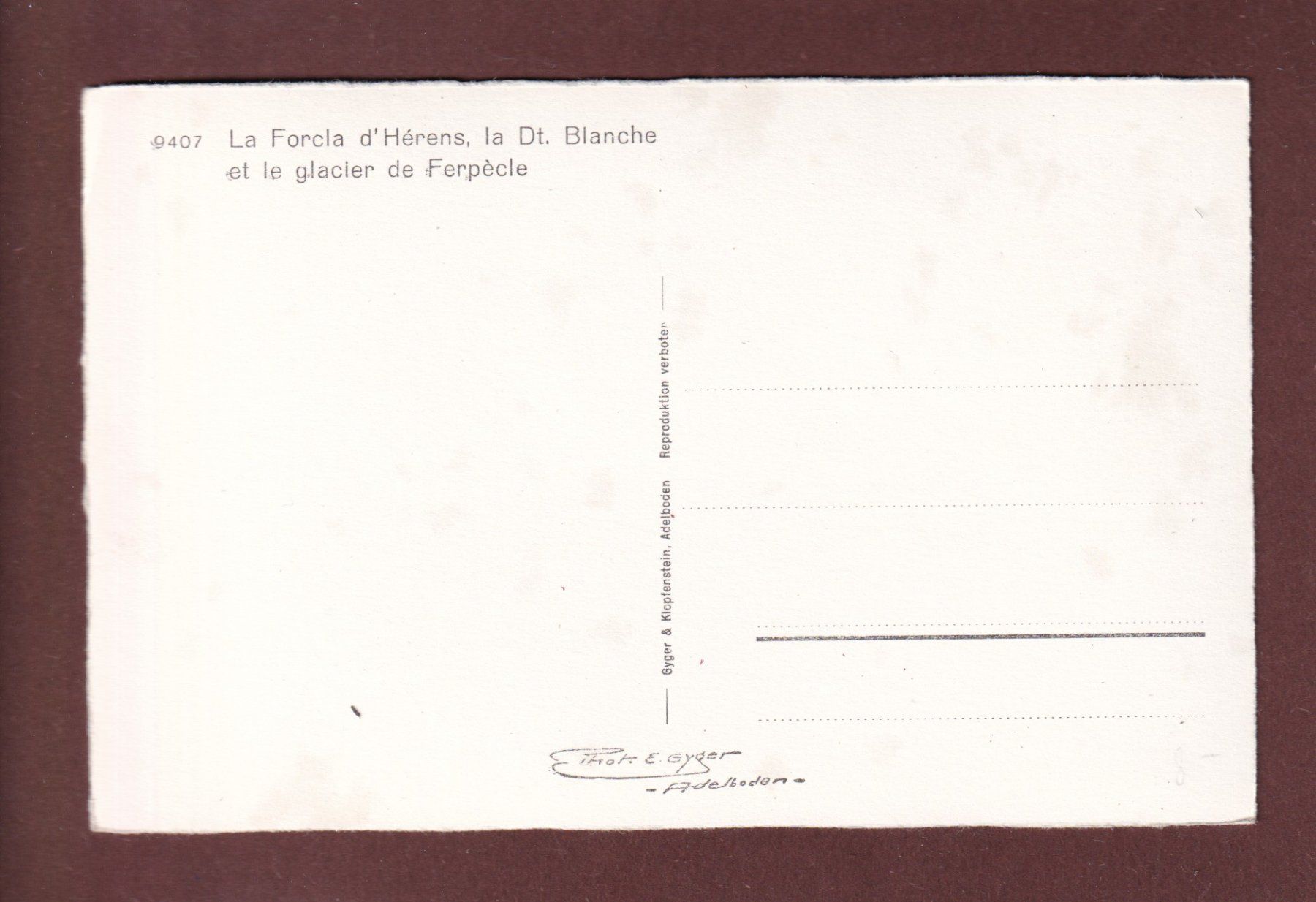 Cartoline postali: LA FORCLA d'Hérens - Dent Blanche – Usato da Pully venduto da nicecards 1