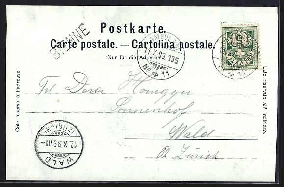 Cartoline postali: AK Biel, Ortsansicht mit Kirche, 1899 – Usato da Berlin venduto da bartko-reher 1
