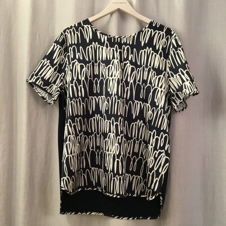 Herzensangelegenheit Shirt Bluse KA m Seide navy weiss Gr 36