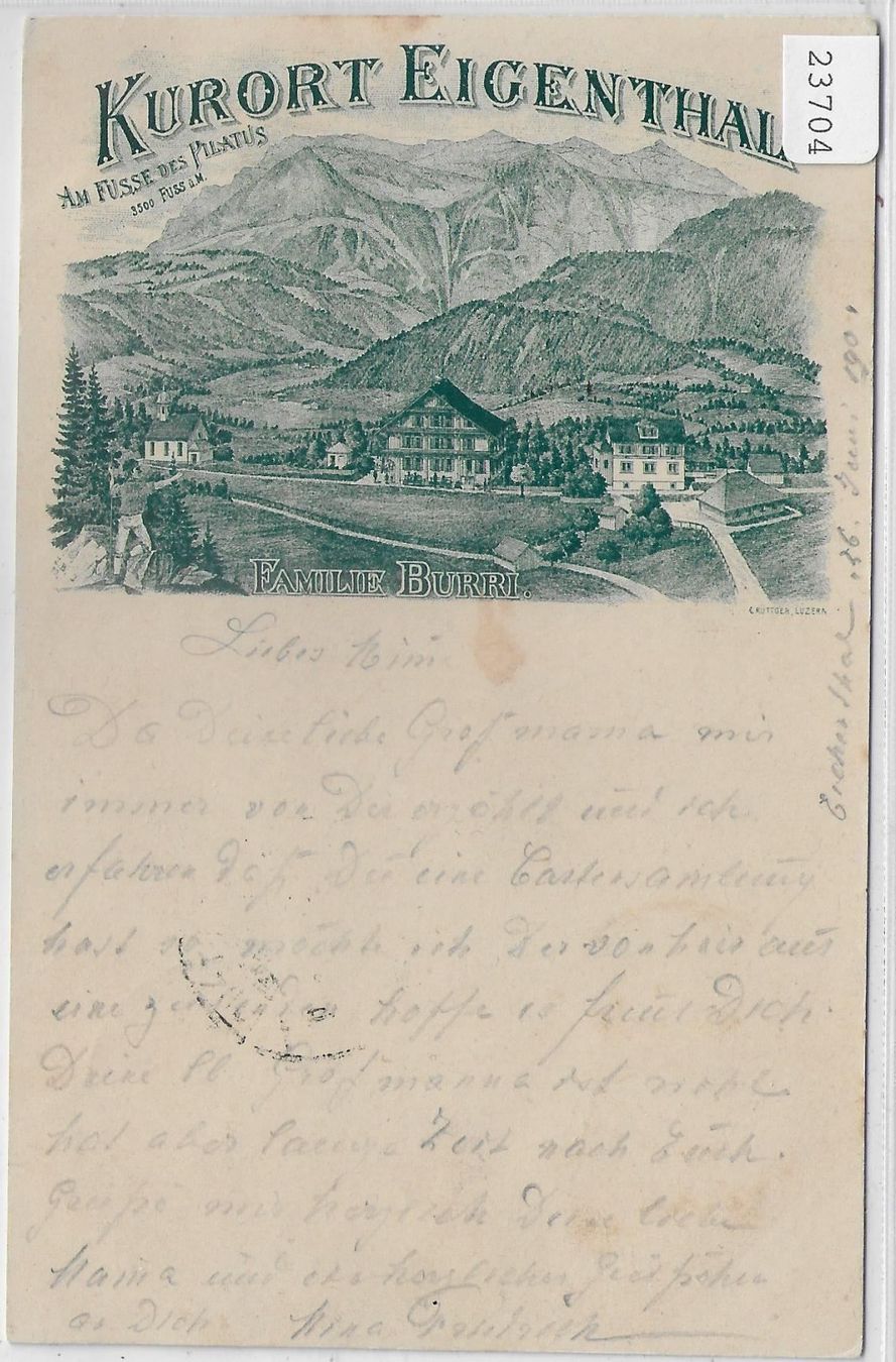 Riviste & Magazine: Kurort Eigenthal Familie Burri 1901 – Antico da Ettingen venduto da Kartenplanet