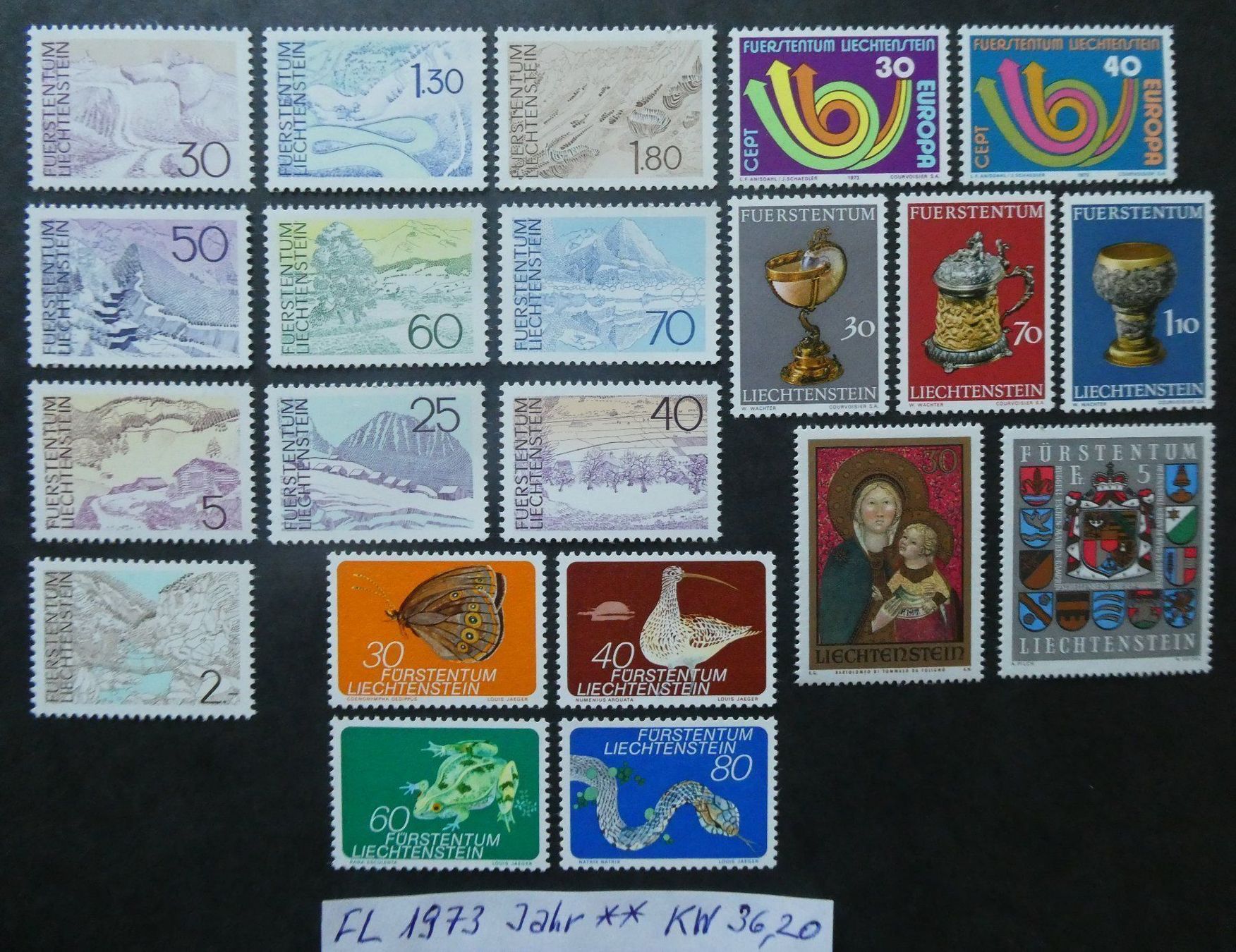 Alle Briefmarken: FL 1973 Jahr postfrisch zu 10% Katalog!! – Gebraucht aus Lausen von Herbamare01