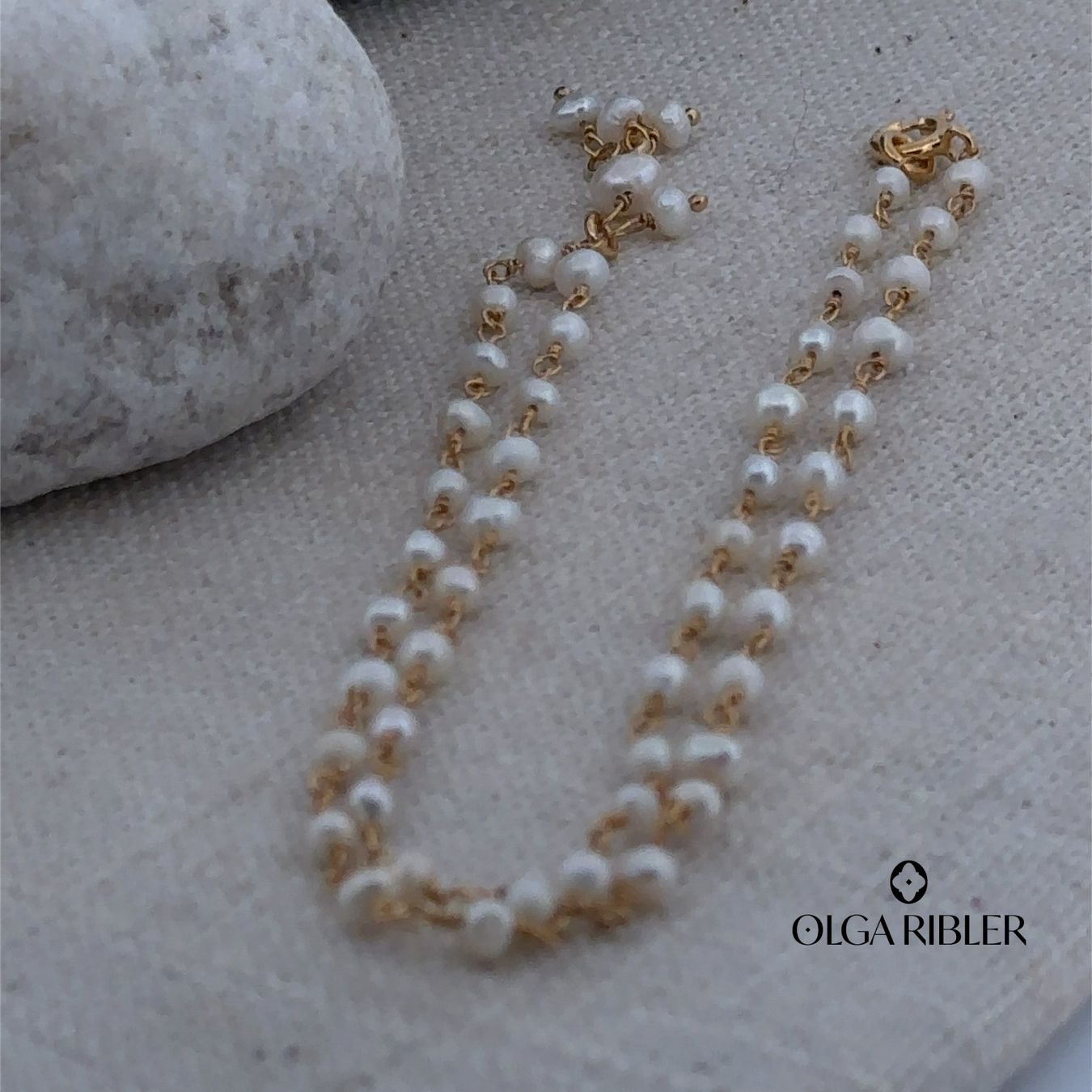 Olga Ribler Catenine: Perlen Kette 925 Silber gelbvergoldet – Nuovo (secondo la descrizione) da Luzern venduto da Schmuckoutlet 2