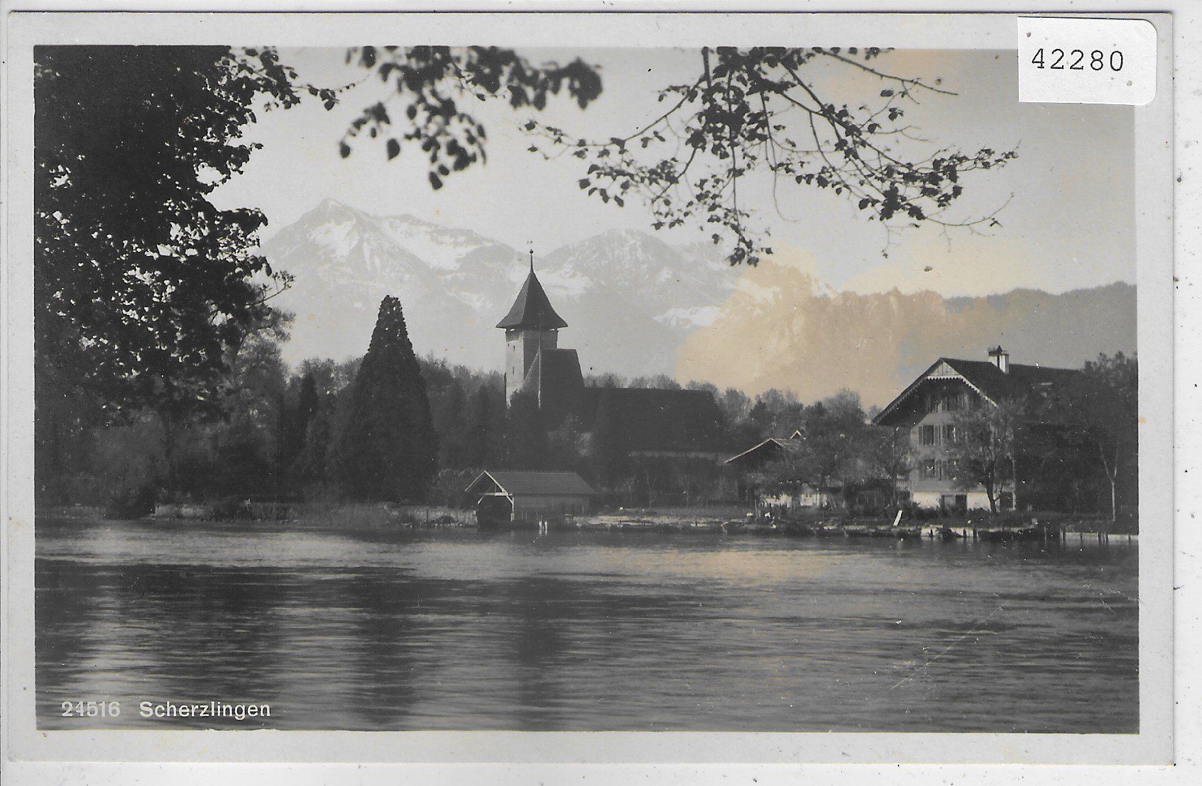 Cartoline postali: Scherzlingen vom See aus – Usato da Ettingen venduto da Kartenplanet