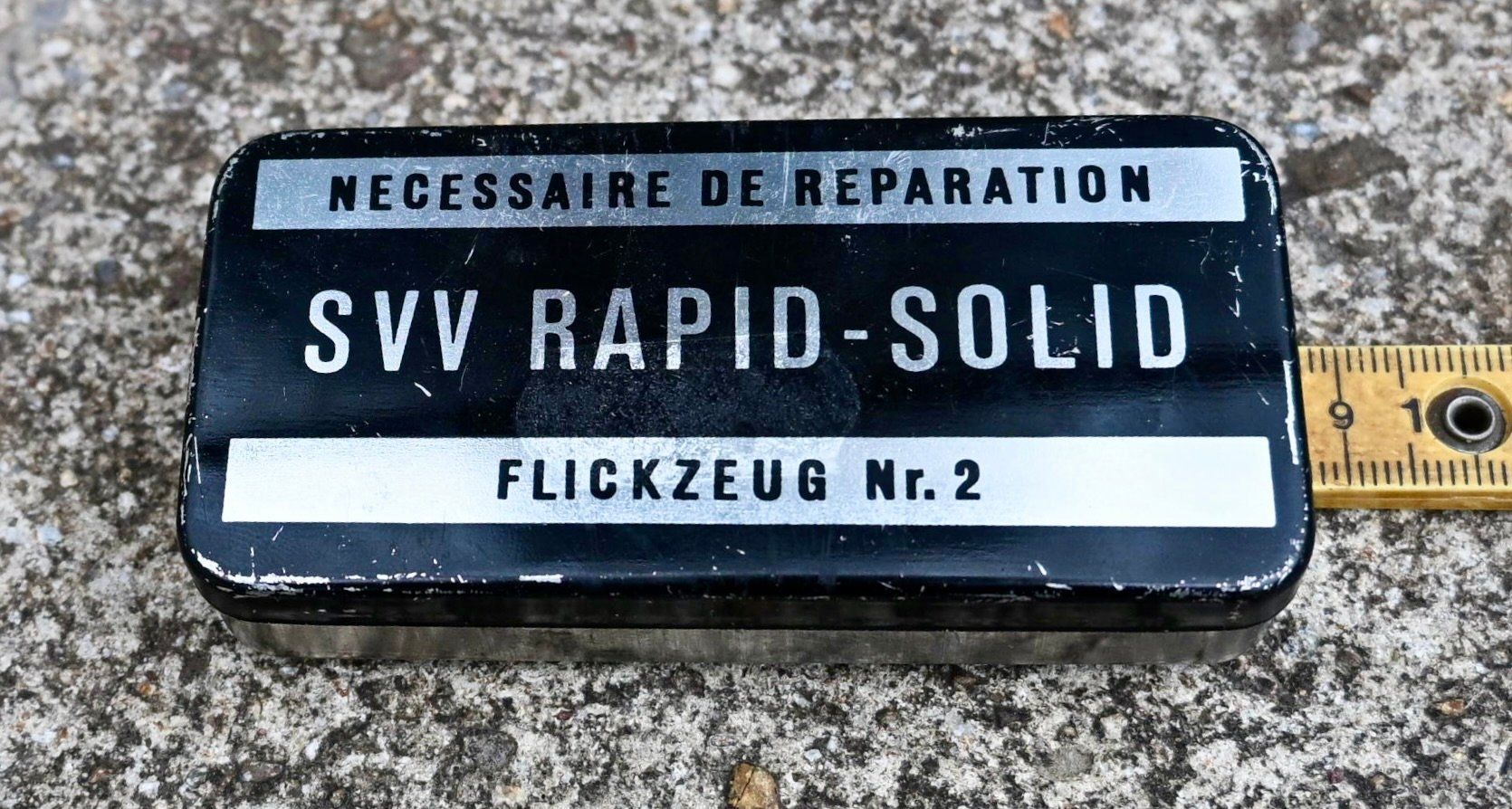 Omega Barattoli: alte BLECHDOSE SVV rapid solid Nr2 VELO-FLICKZEUG m INHALT – Usato da Pfaffhausen venduto da mono_rec