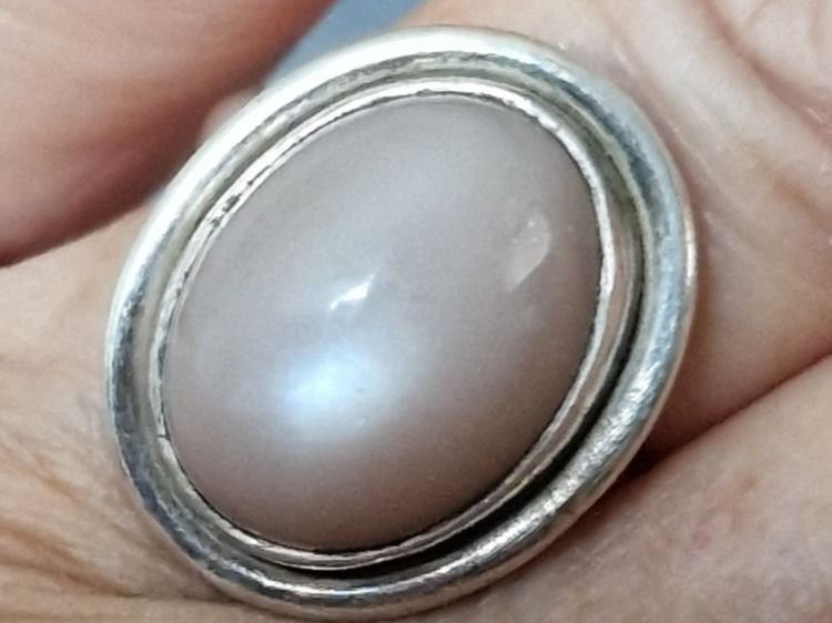 Pierre Lang Anelli: Bague en Argent et  pierre de lune rose – Usato da SAXON venduto da Mariposita1428 2