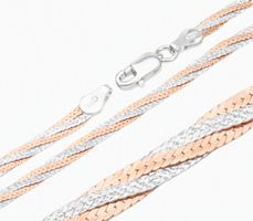 42cm elegantes Collier 3.3mm Silber 925 bicolor