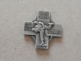 Abzeichen Kantonal Schwingfest Schwingen Uznach SG 1957