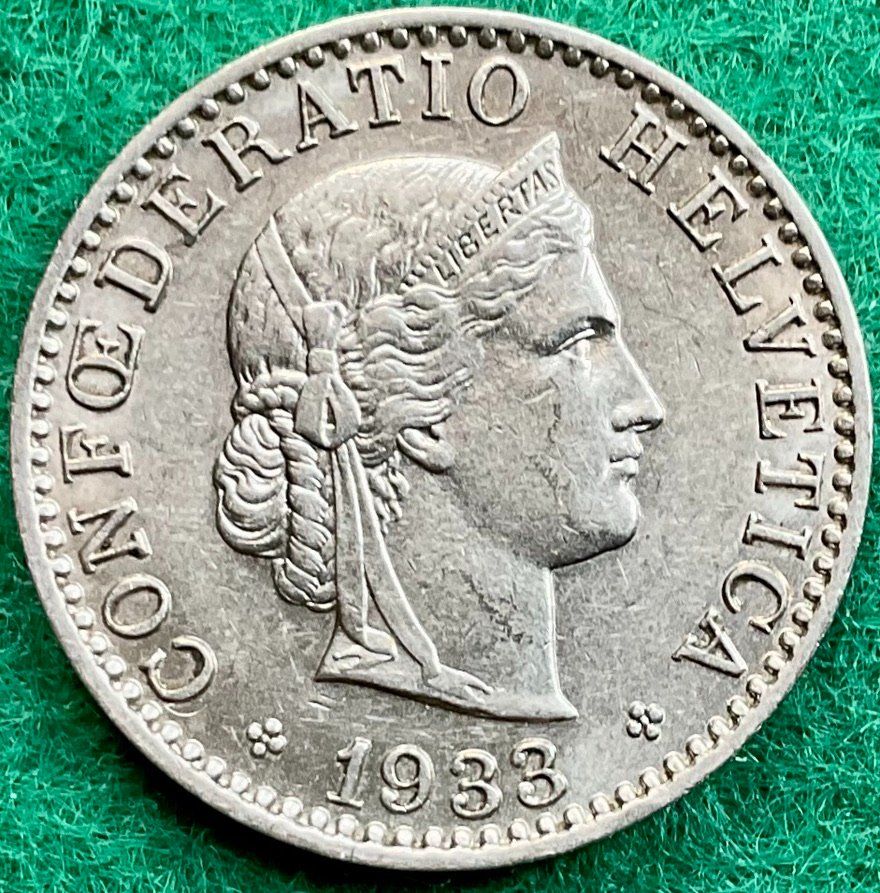 Tutti le monete: Pièce de 20 ct suisse 1933 – Usato da Plan-les-Ouates venduto da gab_cgf6