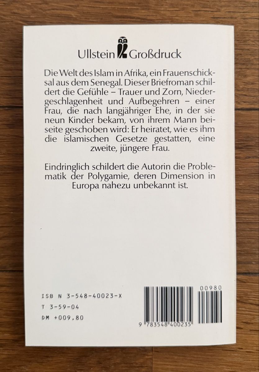 Libri: Ein so langer Brief - Mariama Bâ – Usato da Moosseedorf venduto da smushpuff 1