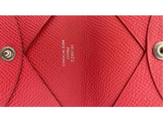 Hermès Portafogli: Hermes Calvi Card Holder Red leather – Usato da Basel venduto da mimi8668 5