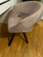 Moderner Samtstuhl Rosé, drehbar, 4 Beine, wie neu!