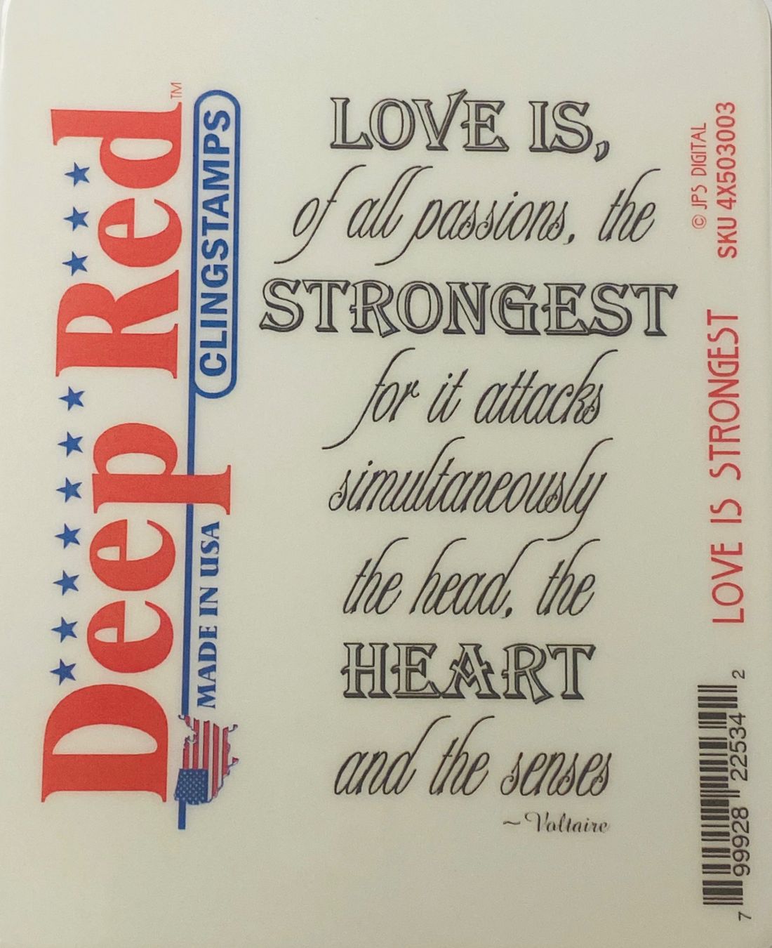 Timbri: Deep Red "Love is Strongest" Cling Rubber Stamp – Nuovo e nell'imballaggio originale da Wichtrach venduto da Mona1994