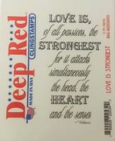 Deep Red "Love is Strongest" Cling Rubber Stamp