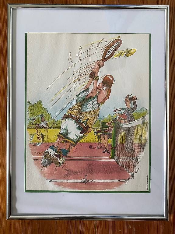 Poster & Bilder: Tennis Karikatur by Steffen Köpf "BACKHAND" – Gebraucht aus Bern von Pfupfi0