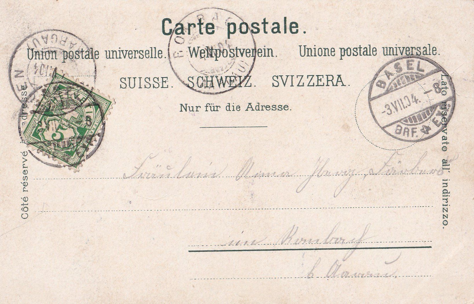 Cartoline postali: Basel VIII. Schweizerischer Arbeitersängertag 1904 – Usato da Olten venduto da clotaldi 1