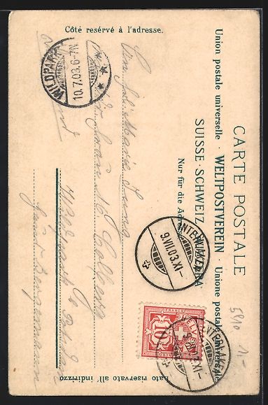Cartoline postali: AK Interlaken, Kirche in Unterseen, 1903 – Usato da Berlin venduto da bartko-reher 1