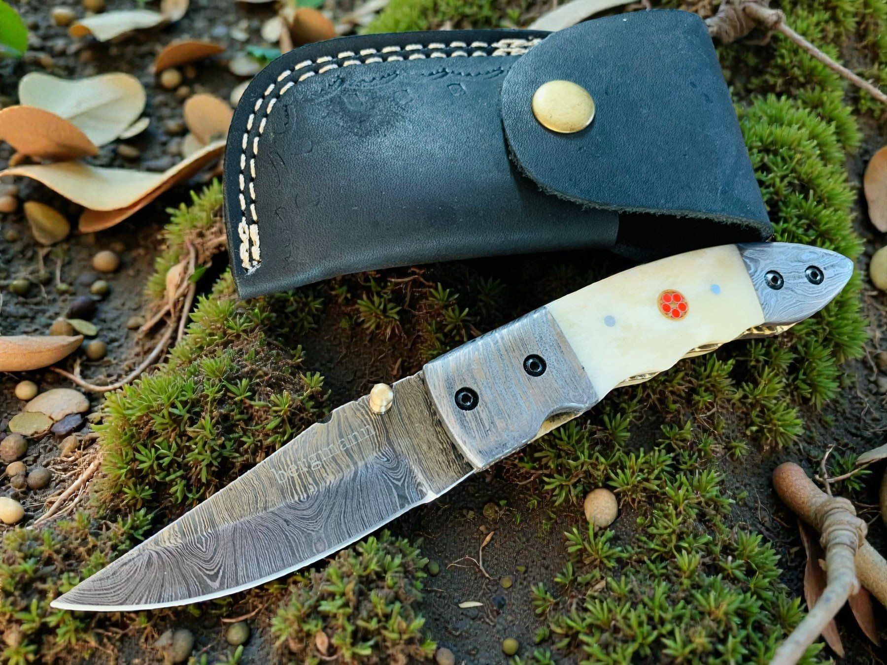 Coltelli tascabile: Damast Messer Klappmesser HANDMADE 19cm bergmann No. 05 – Nuovo e nell'imballaggio originale da Bergdietikon venduto da shopAgent 5