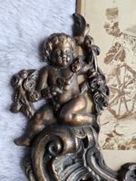 Antiker Bronze Metall Photorahmen mit Bild, ca 1870