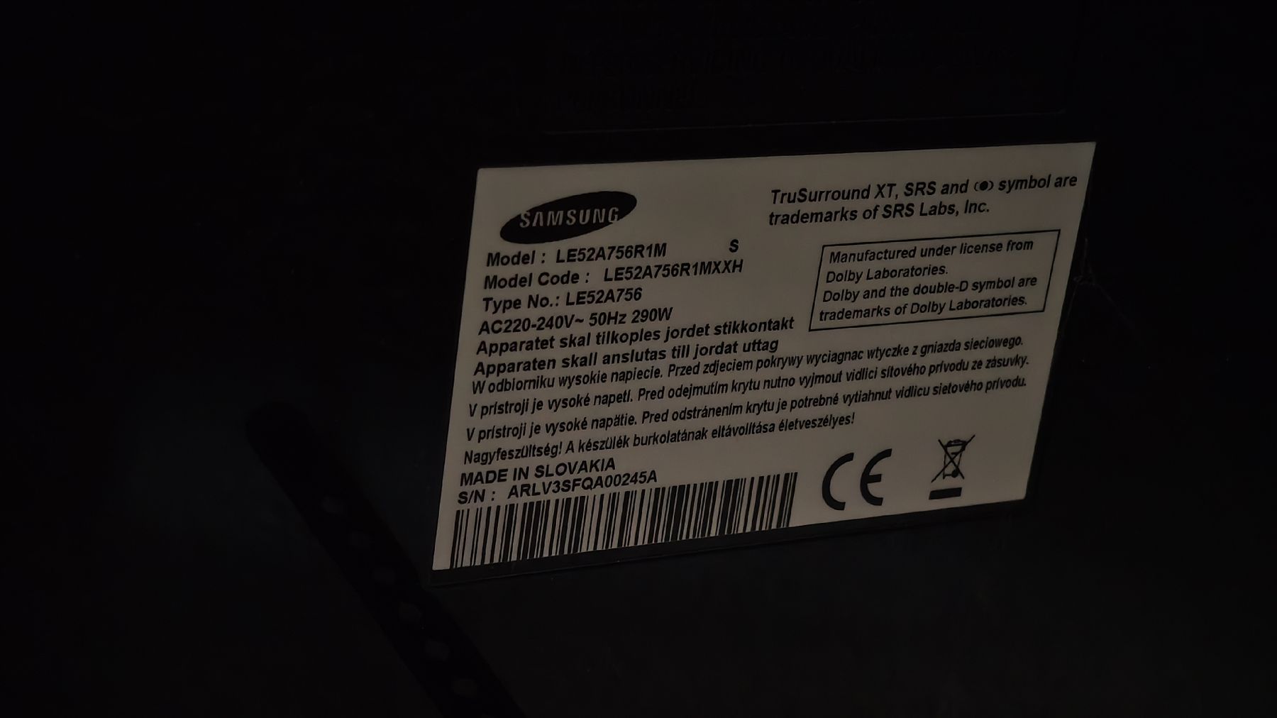 Samsung Televisori: Fernseher Samsung LE52A756 52" – Usato da Steinhausen venduto da Kep_023 5