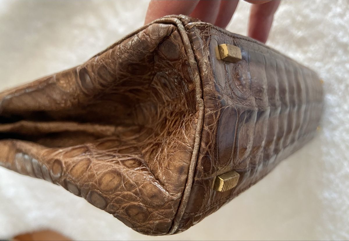 Taschen für Damen: Kroko Handtasche Echtleder Vintage  – Gebraucht aus Lohn SH von Winter03 4