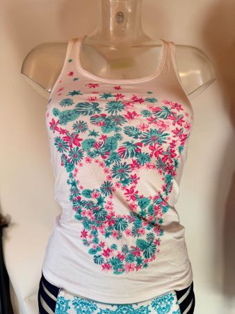 ADIDAS, Tanktop NEO GRPHC, Grösse XXS, Farbe Weiss/Blumen