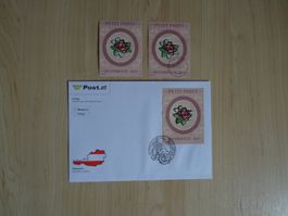2 Petit Point Briefmarken Österreich + 1 auf Brief 17.9.10