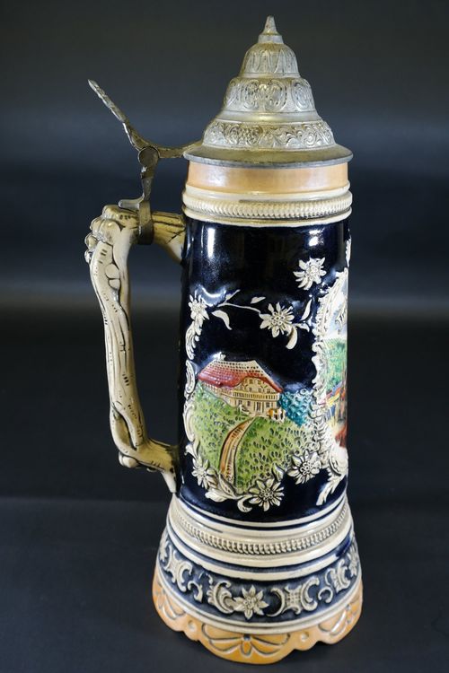 Ancienne Tasse à Bière GERZ Allemagne Stein Céramique OLYMPIA Pub 1/2 L
