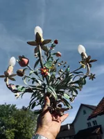 Deckenlampe Blumenmotiv Metall 4 Flammig Vintage Zustand