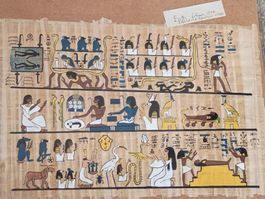 Antik, Original ägyptischer Papyrus handgemalt, 23x33 cm alt