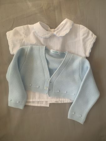 Baby Set Bluse mit Bolero hellblau Grösse 62