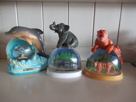 3 X  Schneekugeln  Alt Sehr Selten  Snowdomes Snowglobes