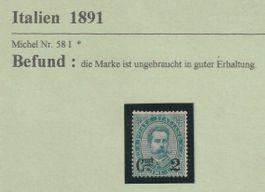 Italien-  1891 , Nr.58 I ungebraucht *