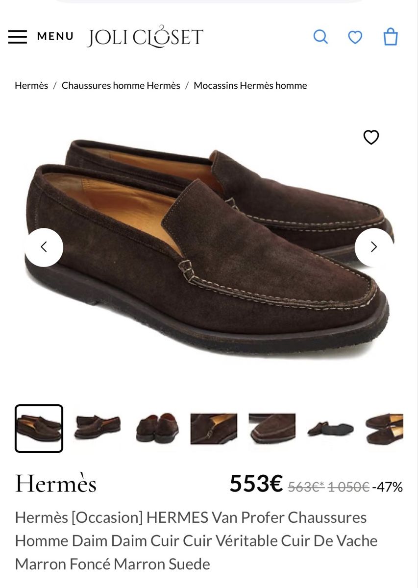 Hermès Scarpe da uomo: Mocassins Hermès daim noir, taille 41 – Nuovo (secondo la descrizione) da Morges venduto da sandy069 6