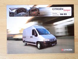 Citroen Jumper - Preisliste CH - P1549