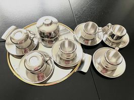 15-tlg. Vintage-Espressoset aus Edelstahl (1970er Jahre)