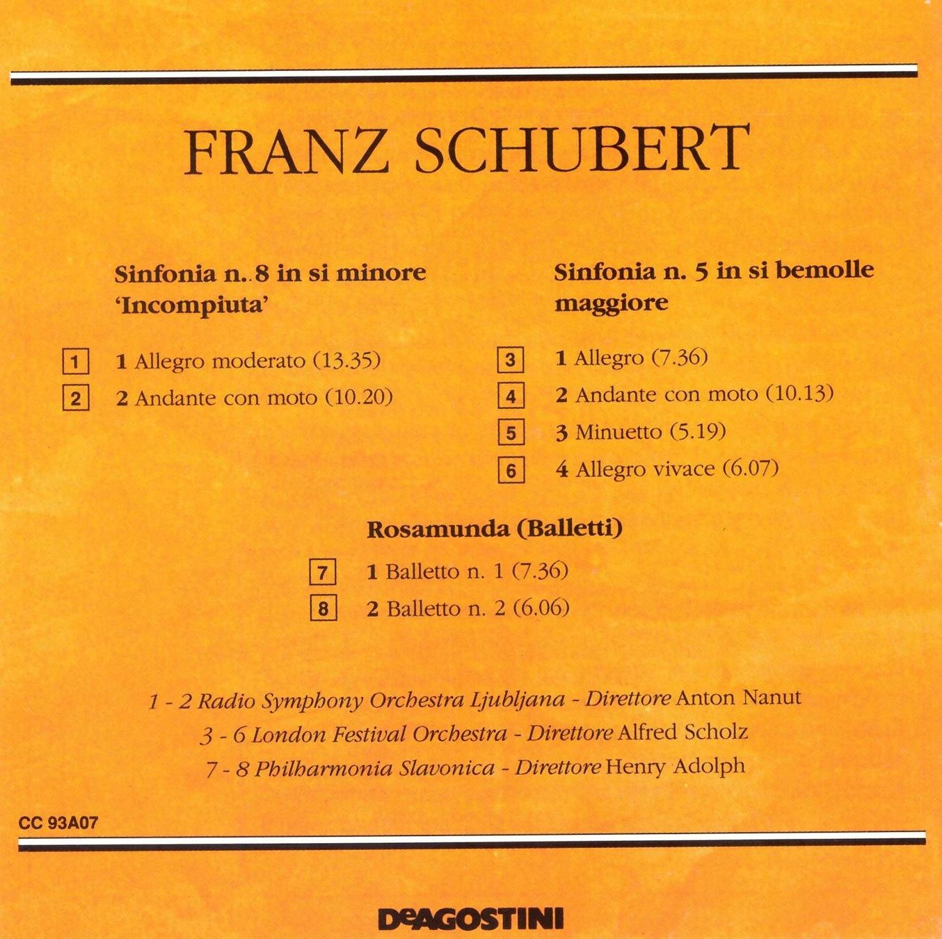 CD: SCHUBERT - Sinfonien Nr. 5 + 8 [1 CD] – Usato da Lamone venduto da ken_8y7h 1