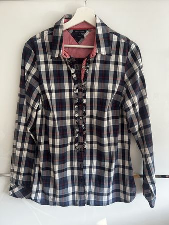 Tommy Hilfiger Bluse kariert Stretch Grösse 12 blau bunt