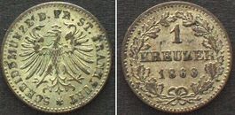 FRANKFURT Stadt. 1 Kreuzer 1860 Billon ERHALTUNG!