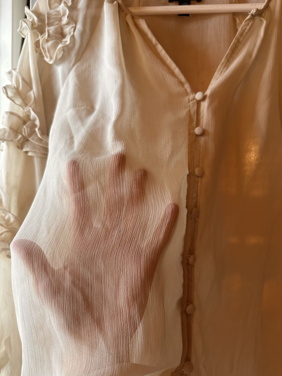 Topshop Camicette: Bluse Beige mit Rüschen auf Ärmeln – Usato da Zürich venduto da BettinaMarie2308 5